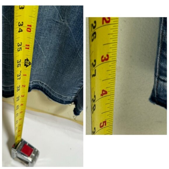 Tractr NEW High Waist Flare Side Slits Stretch Straight Raw Blue Zip Fly Retro 8 - Picture 16 of 16